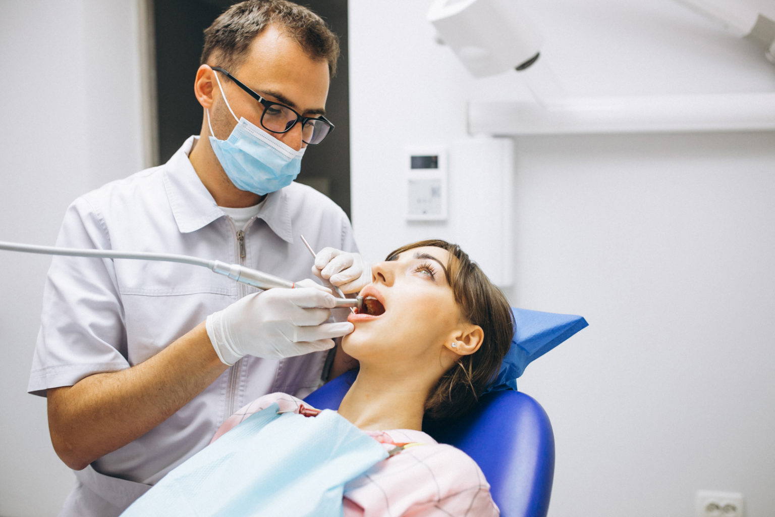 Woman patient at dentist for a root canal