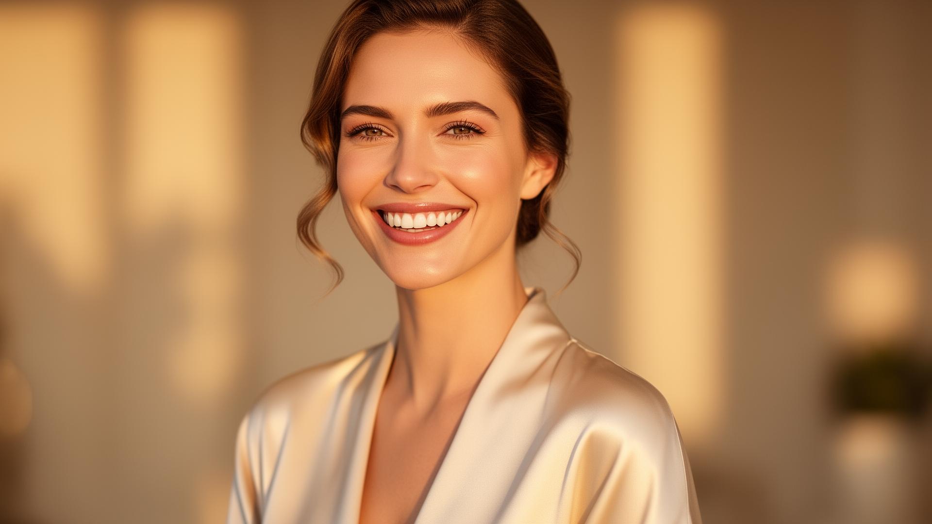 Elegant patient with a natural-looking smile makeover