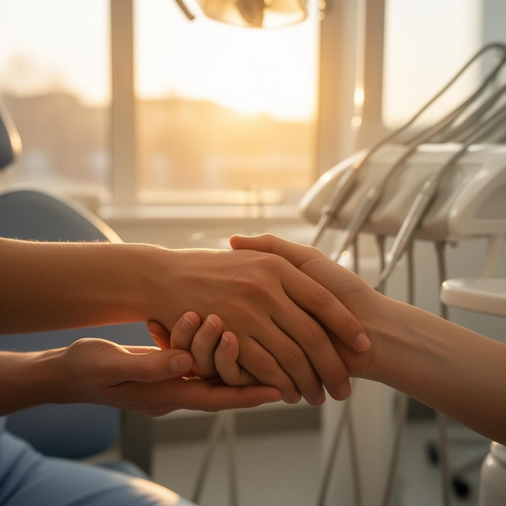 Caring comfort moment during emergency dental visit
